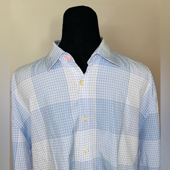 Mr. Thomas Pink Slim Casual Dress Shirt Lt Blue & White Sz XXL - Picture 2 of 13